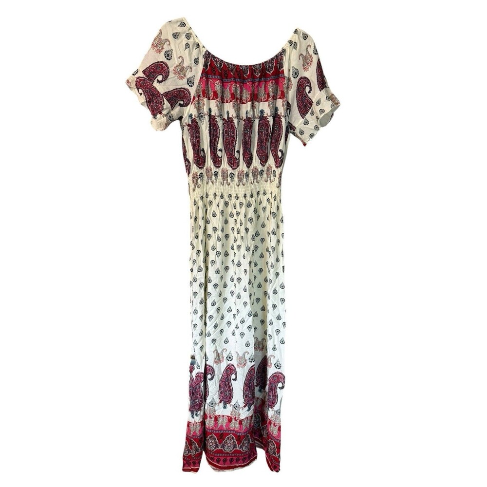 Kindred SZ Small Women’s Multi colored Maxi Boho Dress Ruched - Picture 2 of 7